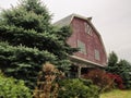 North Syracuse, New York, USA. November 10, 2018. Past North Syracuse landmark, the Hafner`s Red Barn Country Store, once a larg Royalty Free Stock Photo