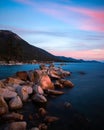 North Lake Tahoe boulders and pastel sky Royalty Free Stock Photo