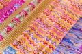 North Thai beautiful fabric silk textile pattern texture Royalty Free Stock Photo