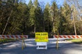 NORTH VANCOUVER, BC, CANADA - APR 11, 2020: Closed sign outside local trails amid BC Park closures in response to the Covid 19