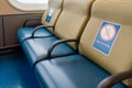 North Vancouver, Canada - 07/11/20: Covid-19 seating arrangement with physical distancing on B.C. Ferries for public safety and