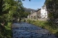 North Wales Beddgelert 2019 long view of Glaslyn River and bridge