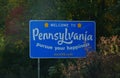 North Wilmington, Delaware, U.S.A - October 21 , 2023 - The welcome sign into the state of Pennsylvania