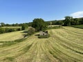 North Yorkshire landscape, with freshly mown fields near, Hawes, UK