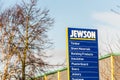 Northampton UK December 09, 2017: Jewson Builders Merchant logo sign in Brackmills Industrial Estate