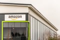 Northampton UK January 23 2018: Amazon Logistics Marketplace logo sign on warehouse wall in Grange Park Industrial