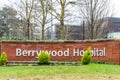 Northampton UK January 13 2018: Berrywood Hospital logo sign post