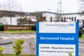 Northampton UK January 13 2018: Berrywood Hospital logo sign post Royalty Free Stock Photo