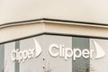 Northampton UK January 23 2018: Clipper Logistics logo sign on warehouse wall in Grange Park Industrial Royalty Free Stock Photo