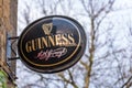 Northampton UK January 05, 2018: Guinness logo sign on pub wall