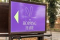 Northampton UK January 11 2018: The Hopping Hare Hotel Bar Restaurant logo sign stand