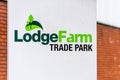 Northampton UK January 11 2018: Lodge Farm Trade Park logo sign post Royalty Free Stock Photo