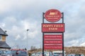 Northampton UK January 15 2018: Poppy Field Farmhouse Inn logo sign post in Duston