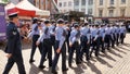 Northampton UK: 29 June 2019 - Armed Forces Day Parade Cadets marching on Market Square Royalty Free Stock Photo