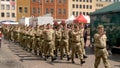 Northampton UK: 29 June 2019 - Armed Forces Day Parade Troops marching on Market Square Royalty Free Stock Photo