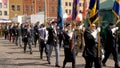 Northampton UK: 29 June 2019 - Armed Forces Day Parade Veterans marching on Market Square Royalty Free Stock Photo