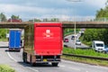 Northampton, UK - May 10th 2019: royal mail box truck on uk motorway in fast motion Royalty Free Stock Photo