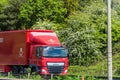 Northampton, UK - May 10th 2019: royal mail box truck on uk motorway in fast motion Royalty Free Stock Photo