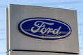 Northampton, UK - Oct 25, 2017: Day view of Ford logo at Riverside Retail Park