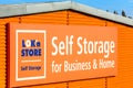 Northampton, UK - Oct 25, 2017: Day view of LOKn Store Self Storage for business and home logo at Riverside Retail Park