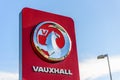 Northampton, UK - Oct 25, 2017: Day view of Vauxhall logo at Riverside Retail Park
