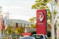 Northampton, UK - Oct 25, 2017: Day view of Vauxhall logo at Riverside Retail Park