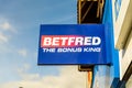 Northampton UK October 3, 2017: Betfred betting logo sign stand Northampton industrial estate