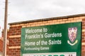 Northampton, UK - 29 OCTOBER 2017: Day view shot of Welcome To Franklin Gardens Home Of Saints Rugby Information Stand