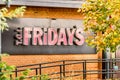 Northampton UK October 29, 2017: Fridays Restaurant logo sign in Sixfields Retail Park