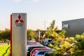 Northampton UK October 3, 2017: Mitsubishi Motors and Jeep logo sign stand Northampton industrial estate