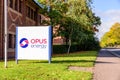 Northampton UK October 3, 2017: Opus Energy logo sign stand Northampton industrial estate