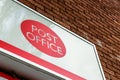 Northampton UK October 3, 2017: Post Office logo sign stand Northampton