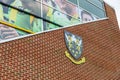 Northampton UK October 3, 2017: Northampton Saints Rugby Club logo at Franklin Gardens