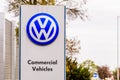 Northampton UK October 29, 2017: VW Volkswagen logo sign stand Sixfields Reatil Park Royalty Free Stock Photo