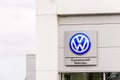 Northampton UK October 29, 2017: VW Volkswagen logo sign stand Sixfields Reatil Park Royalty Free Stock Photo