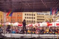 Northampton UK, 18th May 2019: LGBT+ performer on main stage of Pride Festival Weekend in Love Northampton Market Square