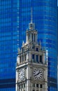 Northeast Corner of Wrigley Building Clocktower Royalty Free Stock Photo