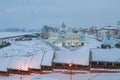Northeast wall of Kremlin and Palace of farmers. Kazan, Russia Royalty Free Stock Photo