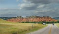 Northeast Wyoming near Devils Tower with red rock hills and curving roads Royalty Free Stock Photo