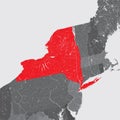 Northeastern United States - New York - map with lakes and river