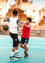 Northen Cyprus, Girne, Alsancak - Jule, 25, 2023: Basketball sports training for children teenagers around 7-14 years