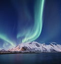 Northen light above mountains in the Norway