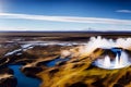 Norther landscape with geyser and steam image