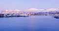 Northern beauty. Panorama. Polar night in Norway. Royalty Free Stock Photo