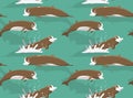 Northern Bottlenose Dolphin Cartoon Background Seamless Wallpaper