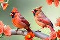Northern Cardinal red songbird bird animal illustration