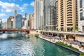 Northern Chicago River Riverwalk on North Branch Chicago River i