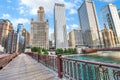 Northern Chicago River Riverwalk on North Branch Chicago River i