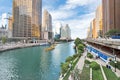 Northern Chicago River Riverwalk on North Branch Chicago River i