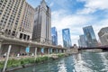 Northern Chicago River Riverwalk on North Branch Chicago River i